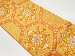 リサイクル　亀甲に華文模様織出し袋帯